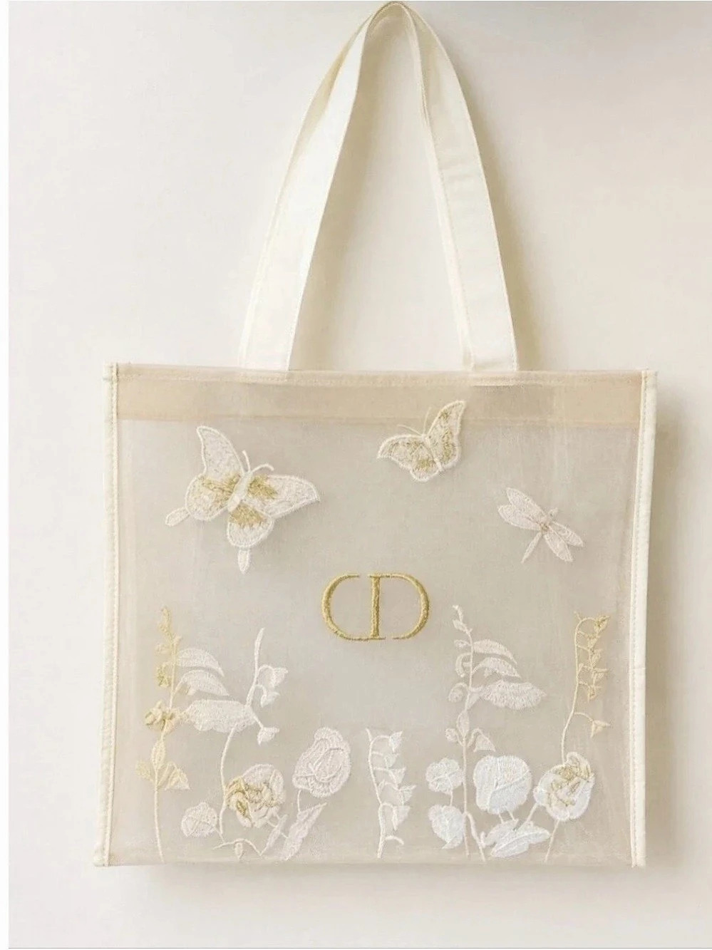 Christian Dior Beauty Mesh Butterfly Tote Floral Embroidered